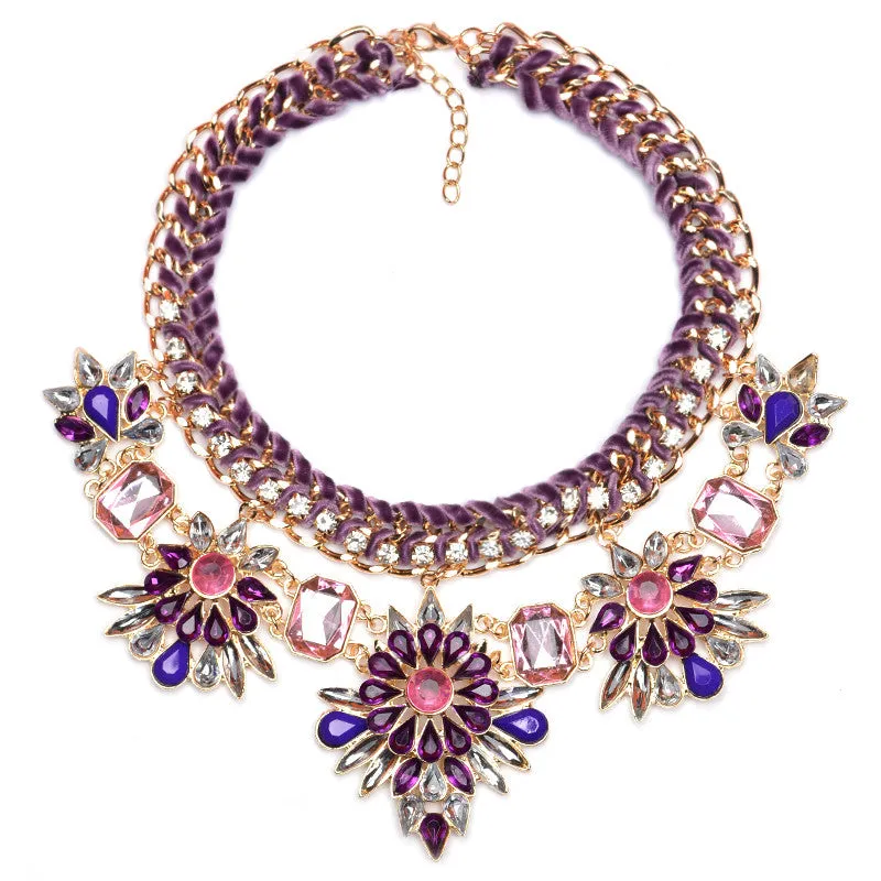 New Fashion Za Brand Crystal Collar Choker Necklaces Flower Vintage Statement Necklaces & Pendants Collier Femme Jewelry