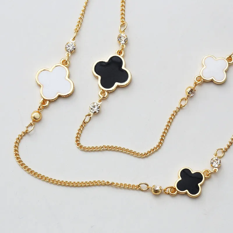 New Girl's Fashion Women Sweater Chain Multi-layer Necklaces Gold Plated Lucky Leaf Long Necklace