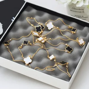 New Girl's Fashion Women Sweater Chain Multi-layer Necklaces Gold Plated Lucky Leaf Long Necklace