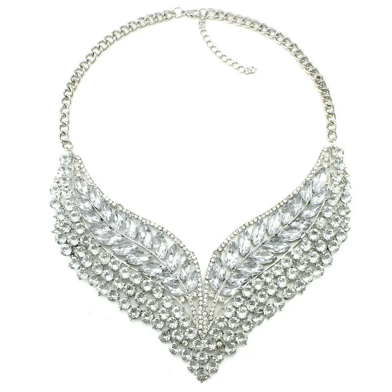 New Luxury Bridal Jewelry Colorful Crystal Necklace & Pendants Fashion Rhinestone Collar Statement Necklace Wedding Accessories