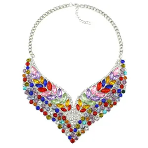 New Luxury Bridal Jewelry Colorful Crystal Necklace & Pendants Fashion Rhinestone Collar Statement Necklace Wedding Accessories