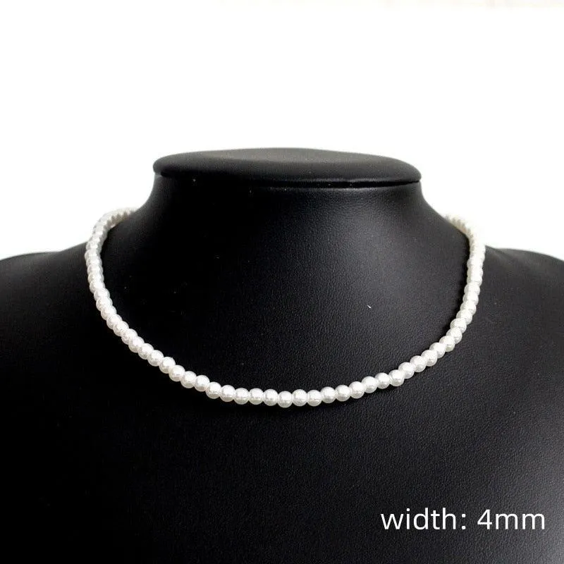 New Trendy Imitation Pearl Necklace Men Women