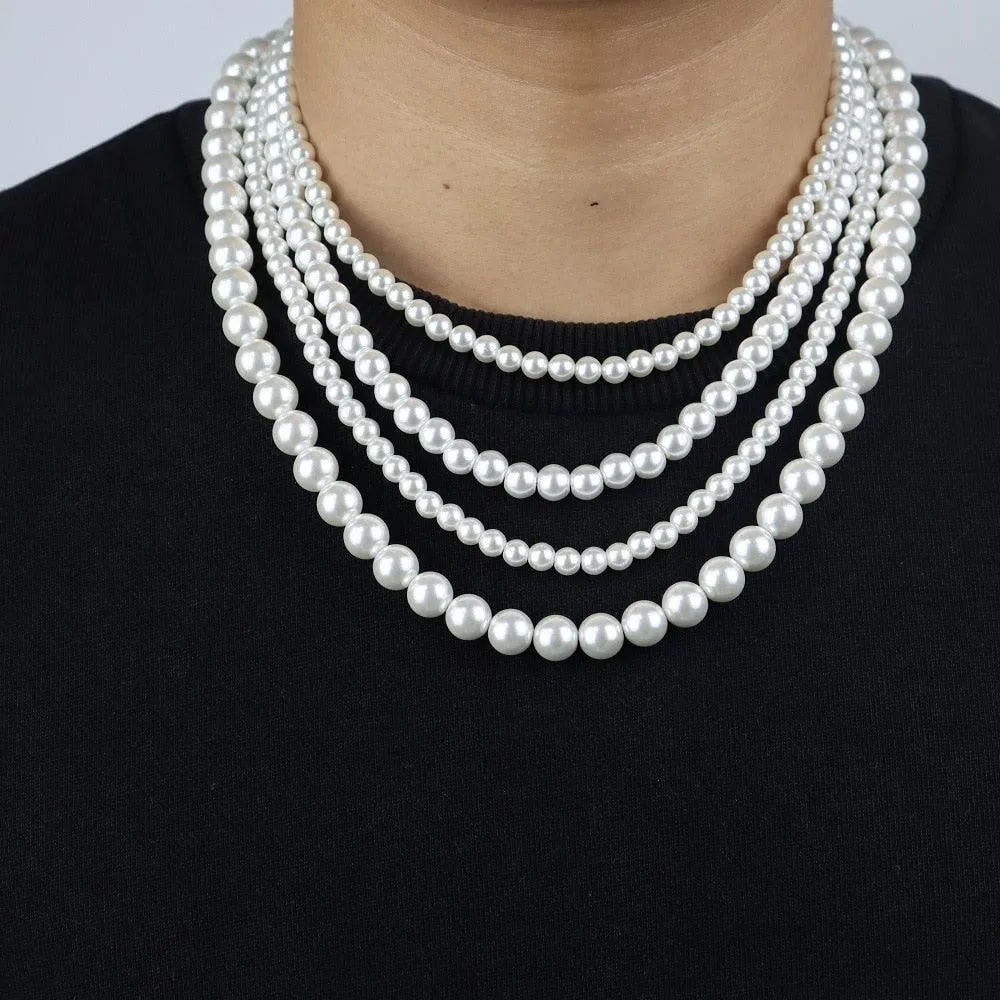 New Trendy Imitation Pearl Necklace Men Women