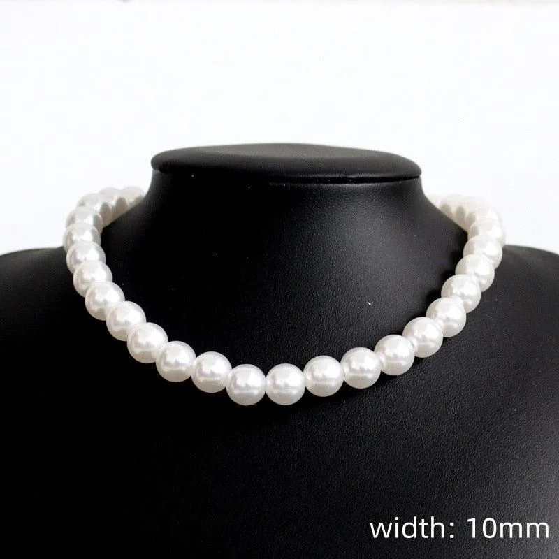 New Trendy Imitation Pearl Necklace Men Women