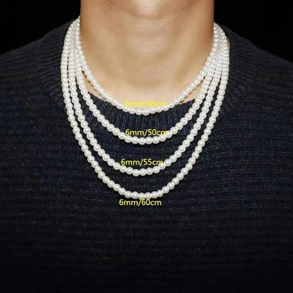 New Trendy Imitation Pearl Necklace Men Women