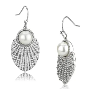 No Plating Stainless Steel Earrings with Synthetic Pearl in White for Women White Stone Color Style DA330