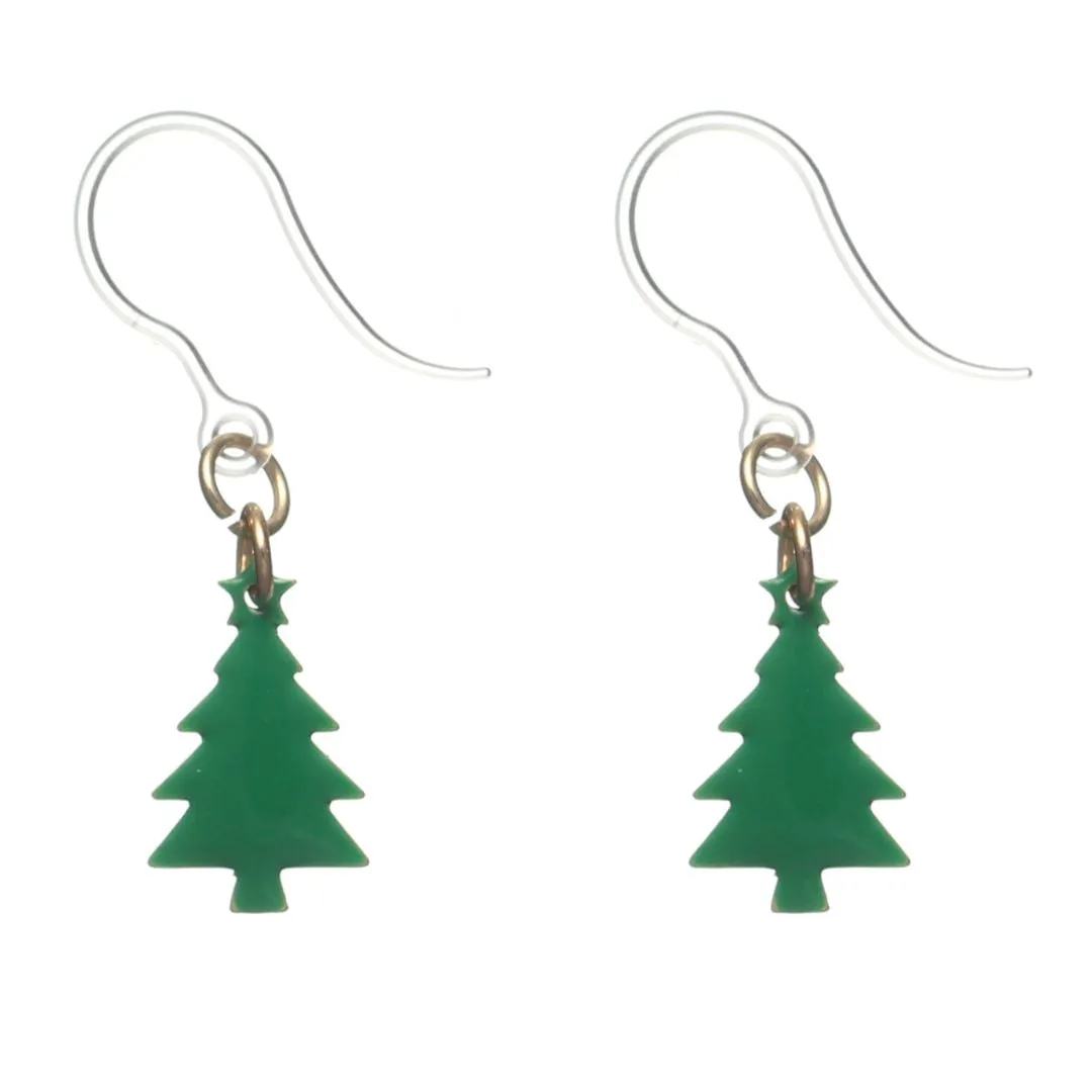 Painted Christmas Tree Dangles Hypoallergenic Earrings for Sensitive Ears Made with Plastic Posts