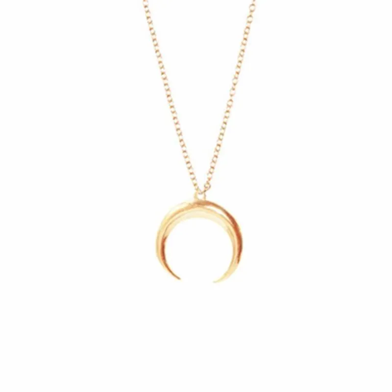 Pendant Necklace Curved crescent moon necklace Gold or Silver Women Necklace Jewelry