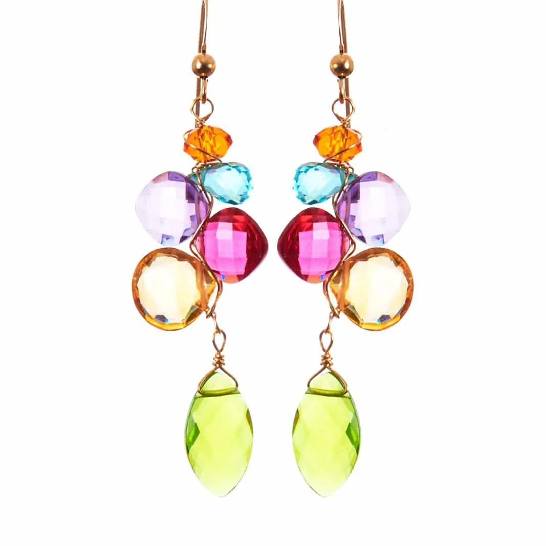 Playful Colorful Kaleidoscope Gems Mix Shape Earrings