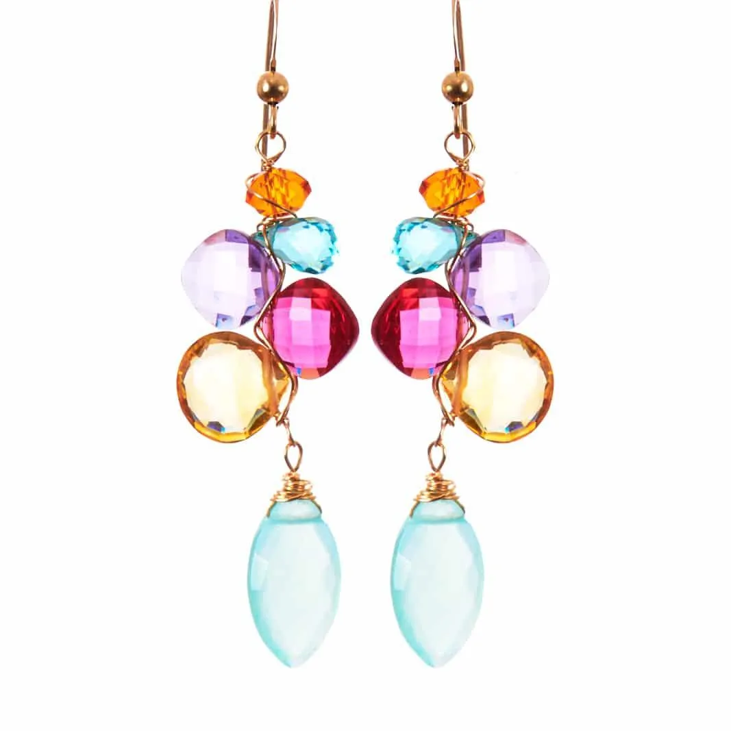 Playful Colorful Kaleidoscope Gems Mix Shape Earrings