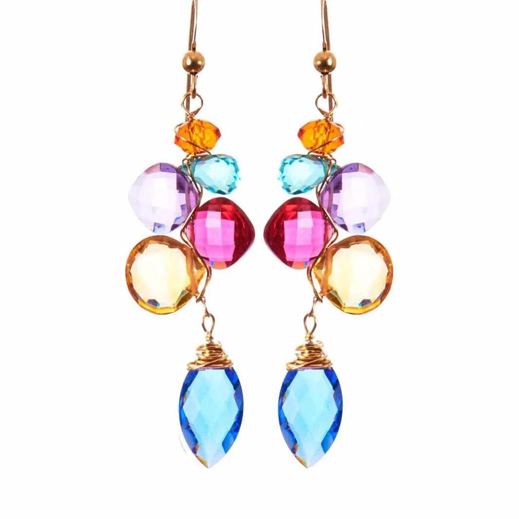 Playful Colorful Kaleidoscope Gems Mix Shape Earrings