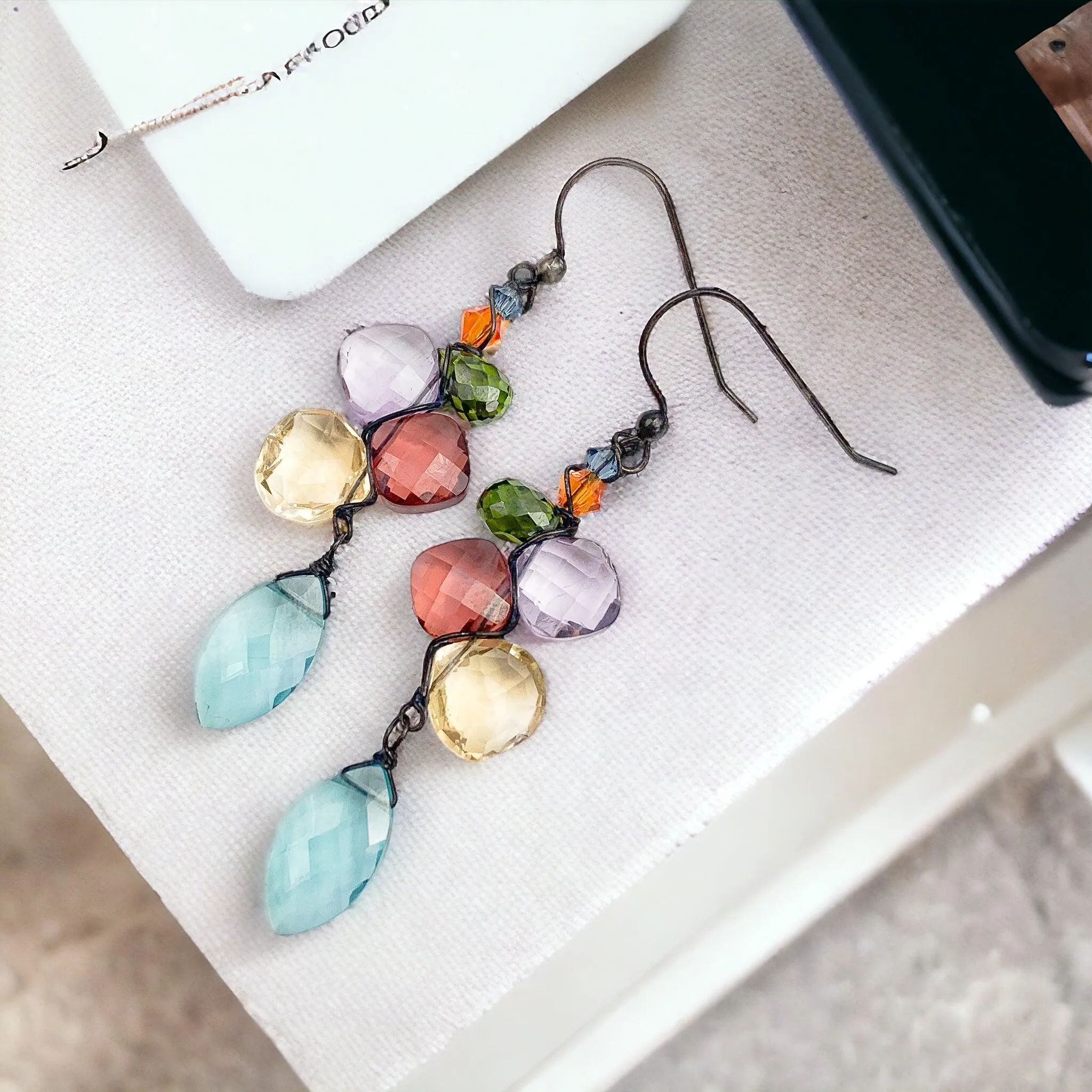 Playful Colorful Kaleidoscope Gems Mix Shape Earrings