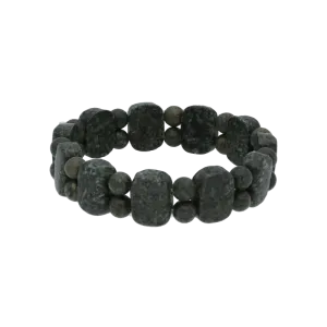 Preseli Bluestone Bracelet Rectangular And Round Beads On Elastic