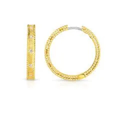 Princess 0.13ct Round Diamond Hoop Earrings in 18K Yellow Gold