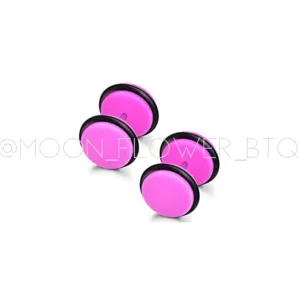 Purple Acrylic Flat Barbell Earrings