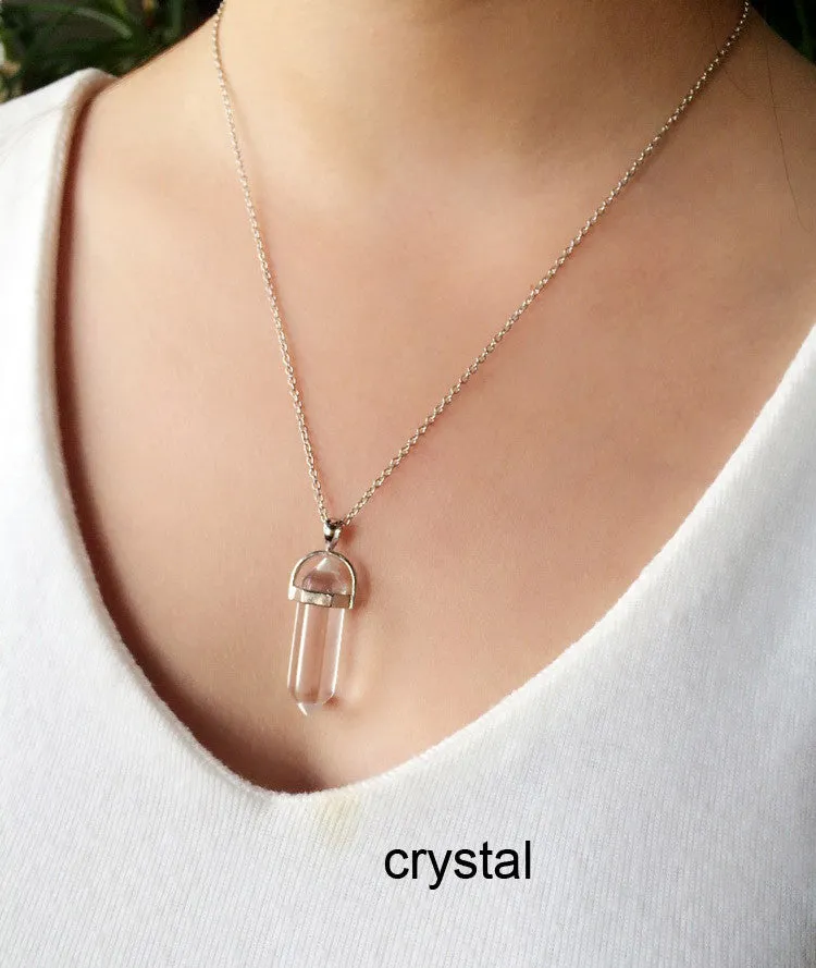 Quartz necklaces Pendant Necklace women jewelry accessories chain with crystal agate necklace