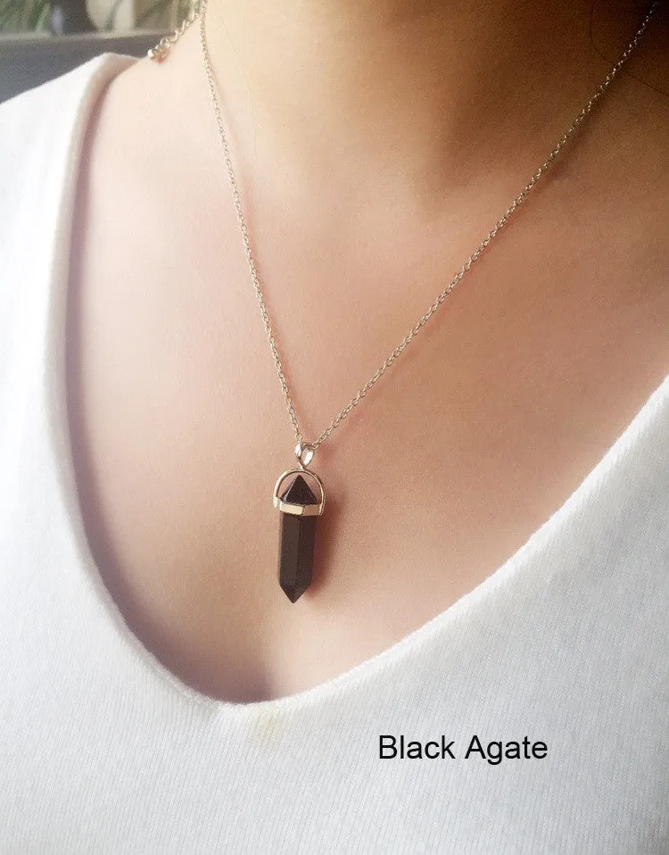 Quartz necklaces Pendant Necklace women jewelry accessories chain with crystal agate necklace