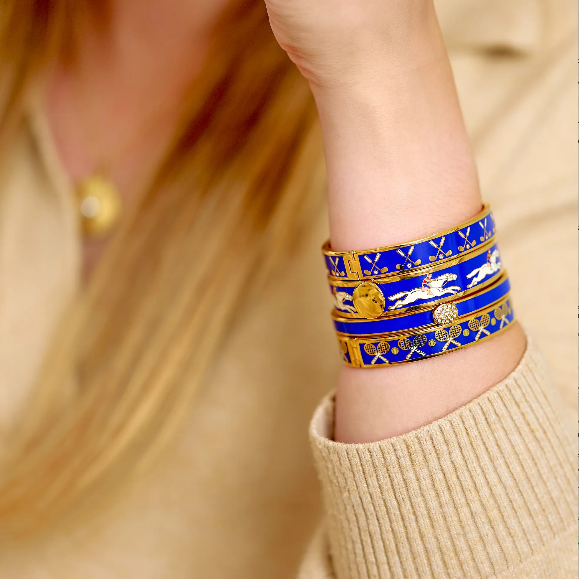 Race Horse Cobalt & Cream Bangle