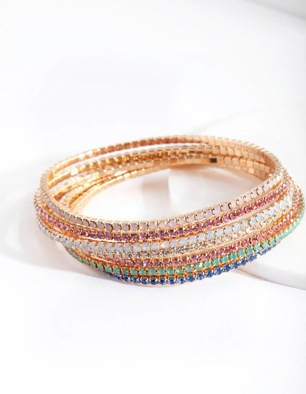 Rainbow Diamante Bracelet 6-Pack