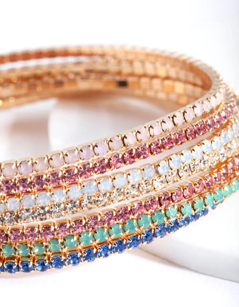 Rainbow Diamante Bracelet 6-Pack