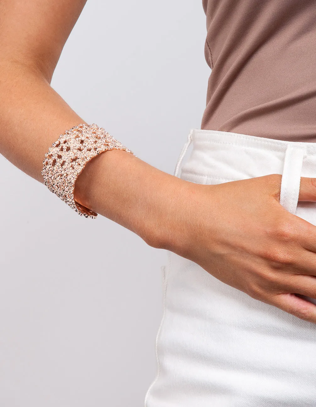 Rose Gold Crater Cuff Bracelet