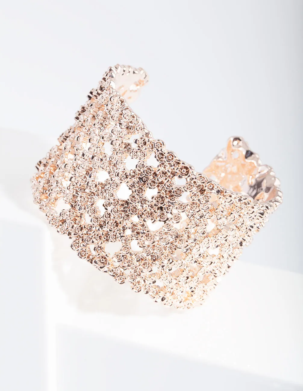 Rose Gold Crater Cuff Bracelet