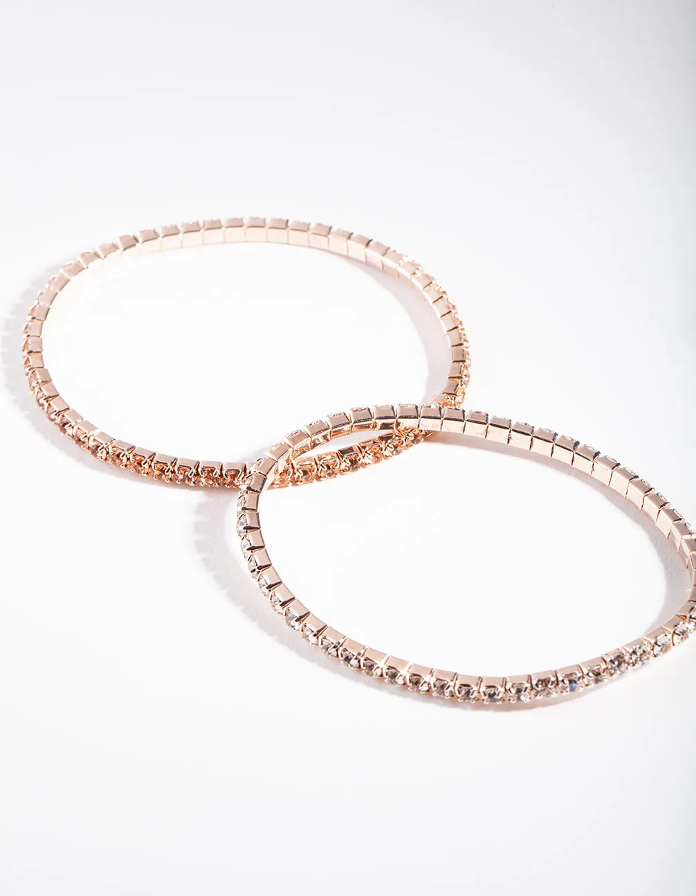 Rose Gold Crystal Diamante Bracelet Set