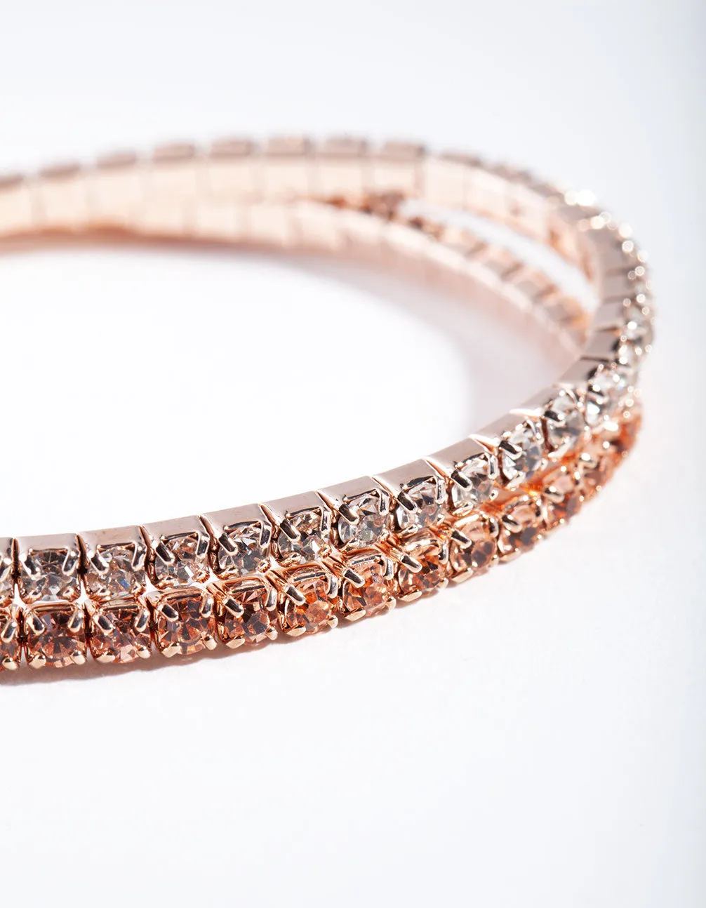 Rose Gold Crystal Diamante Bracelet Set