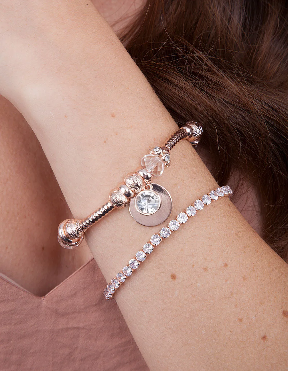 Rose Gold Cubic Zirconia Tennis Bracelet