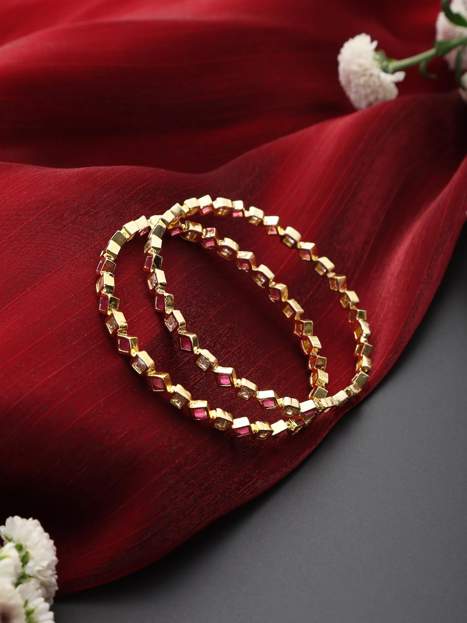 Ruby Gold Pair of Bangles