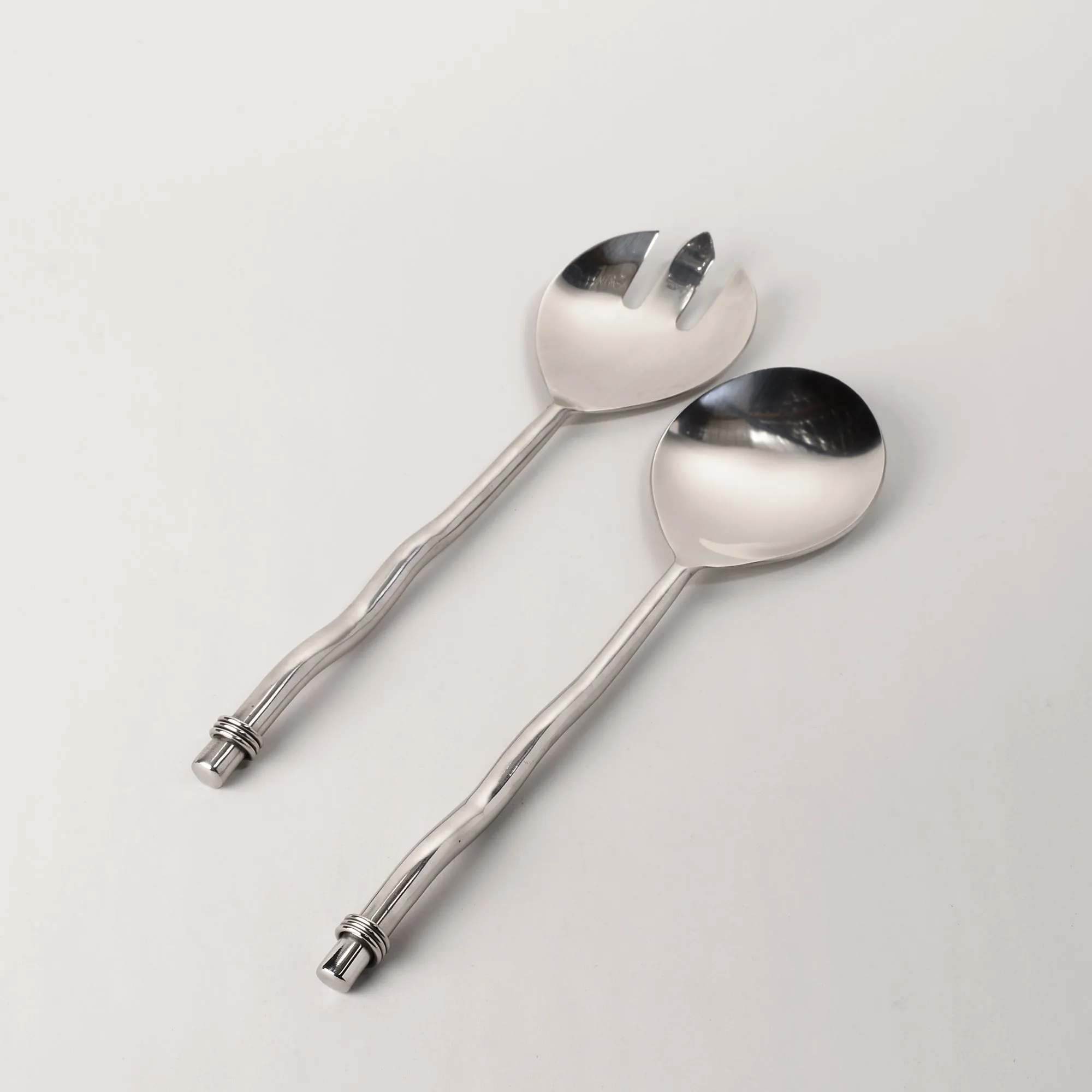 Salad Servers with Polished Rings