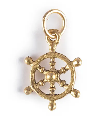 Ship's Wheel Charm Gold or Silver