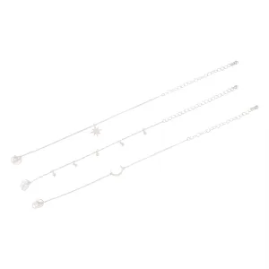 Silver Cubic Zirconia Star Friendship Bracelet Pack