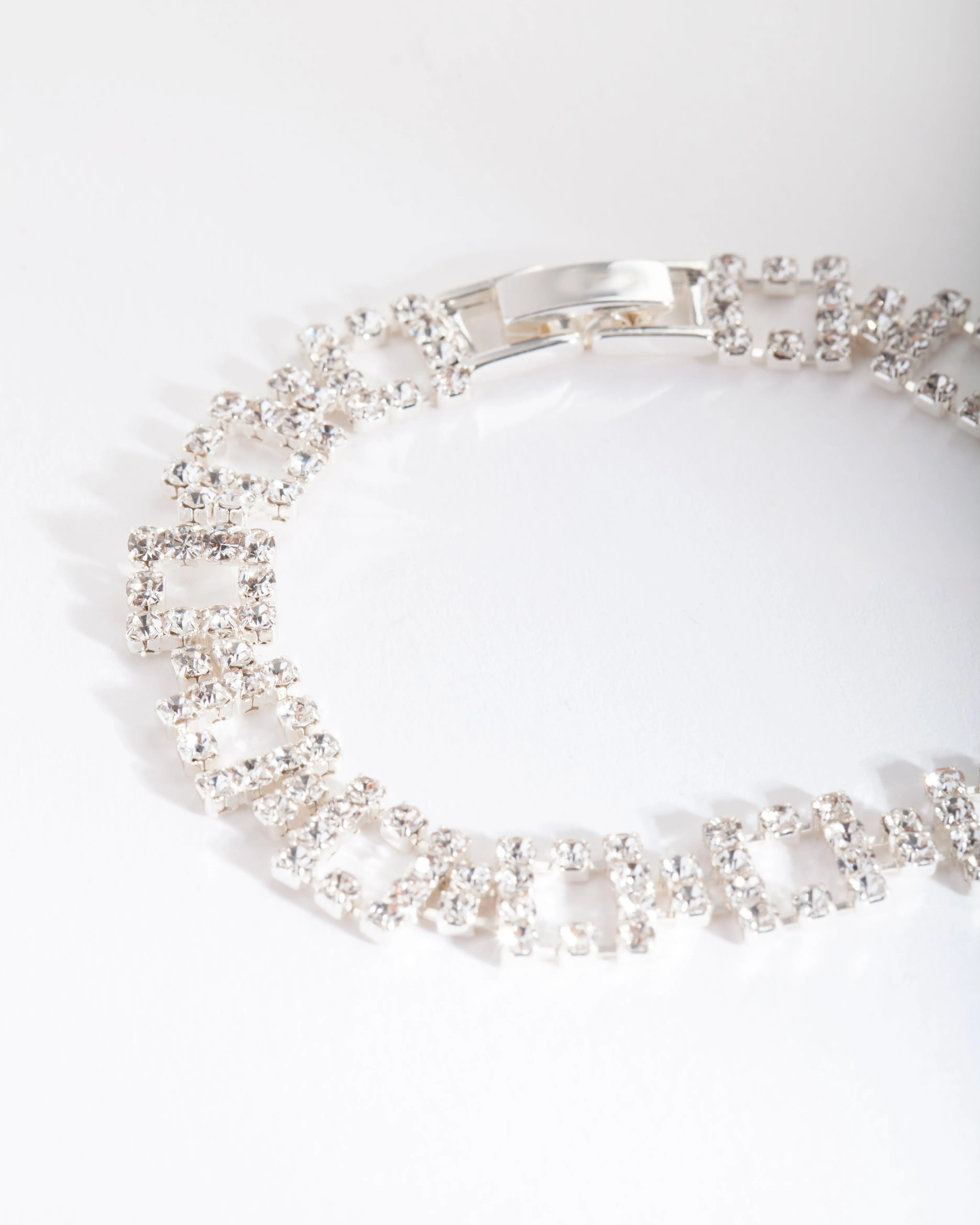 Silver Diamante Square Bracelet