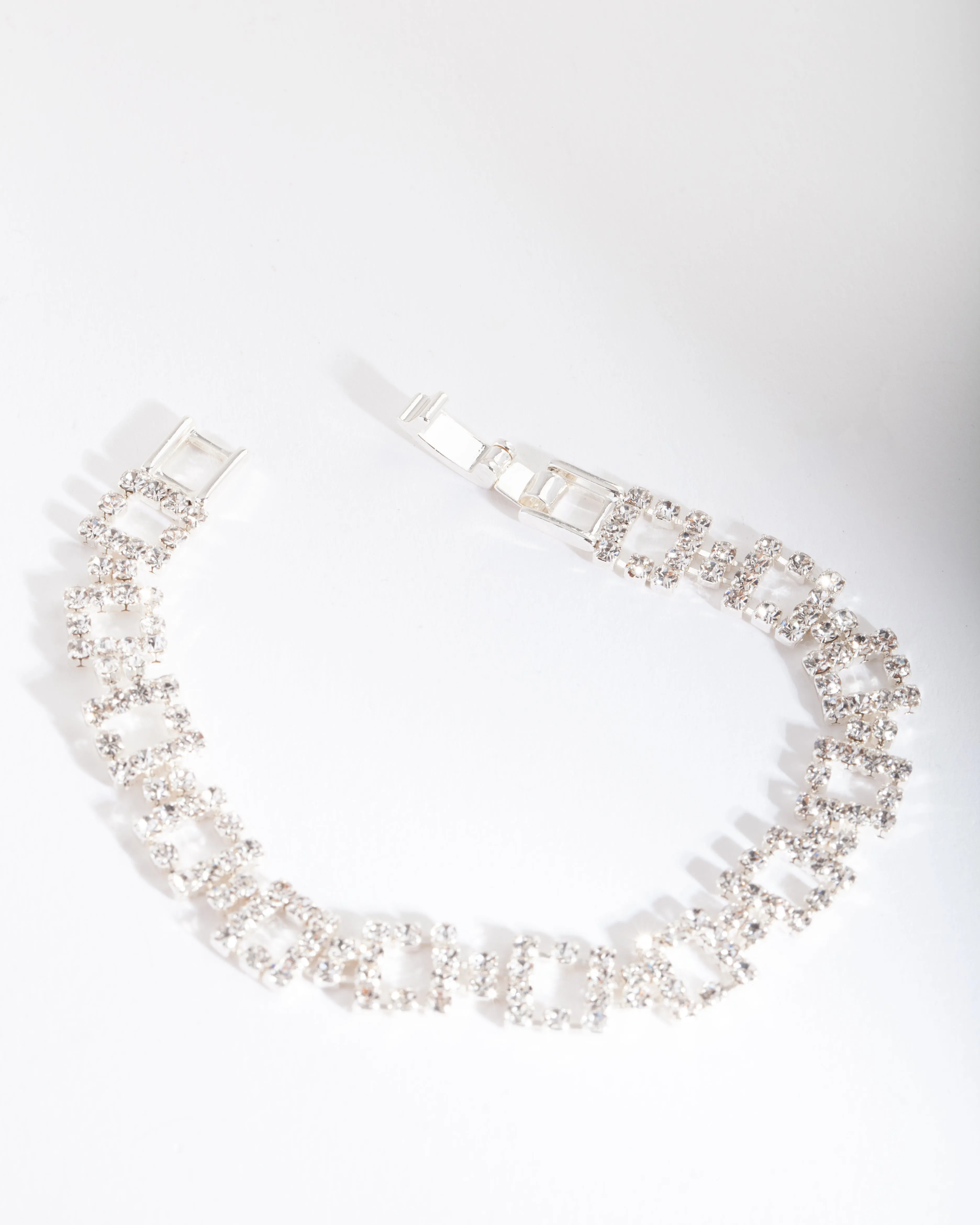 Silver Diamante Square Bracelet