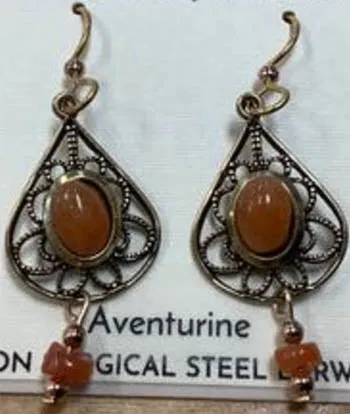 Silver Forest Filigree with Stone & Bead - E-8710E