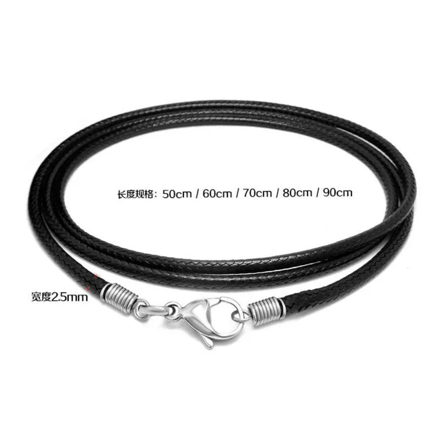 Simple black braided flax wax rope necklace Korean men's fashion men's necklace