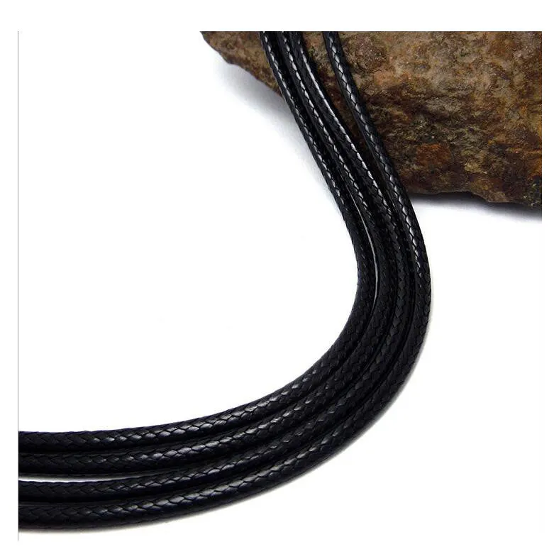 Simple black braided flax wax rope necklace Korean men's fashion men's necklace