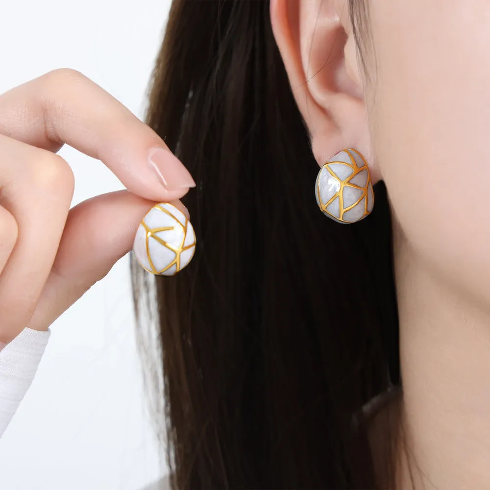 Sleek Geometric Glaze Titanium Earrings for Stylish Women