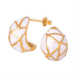 Sleek Geometric Glaze Titanium Earrings for Stylish Women