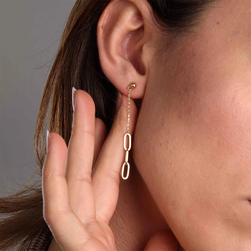 Sleek Loop Paper Clip Drop Earrings