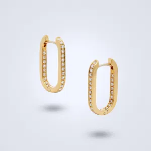 Sleek Yellow Gold Diamond Hoops