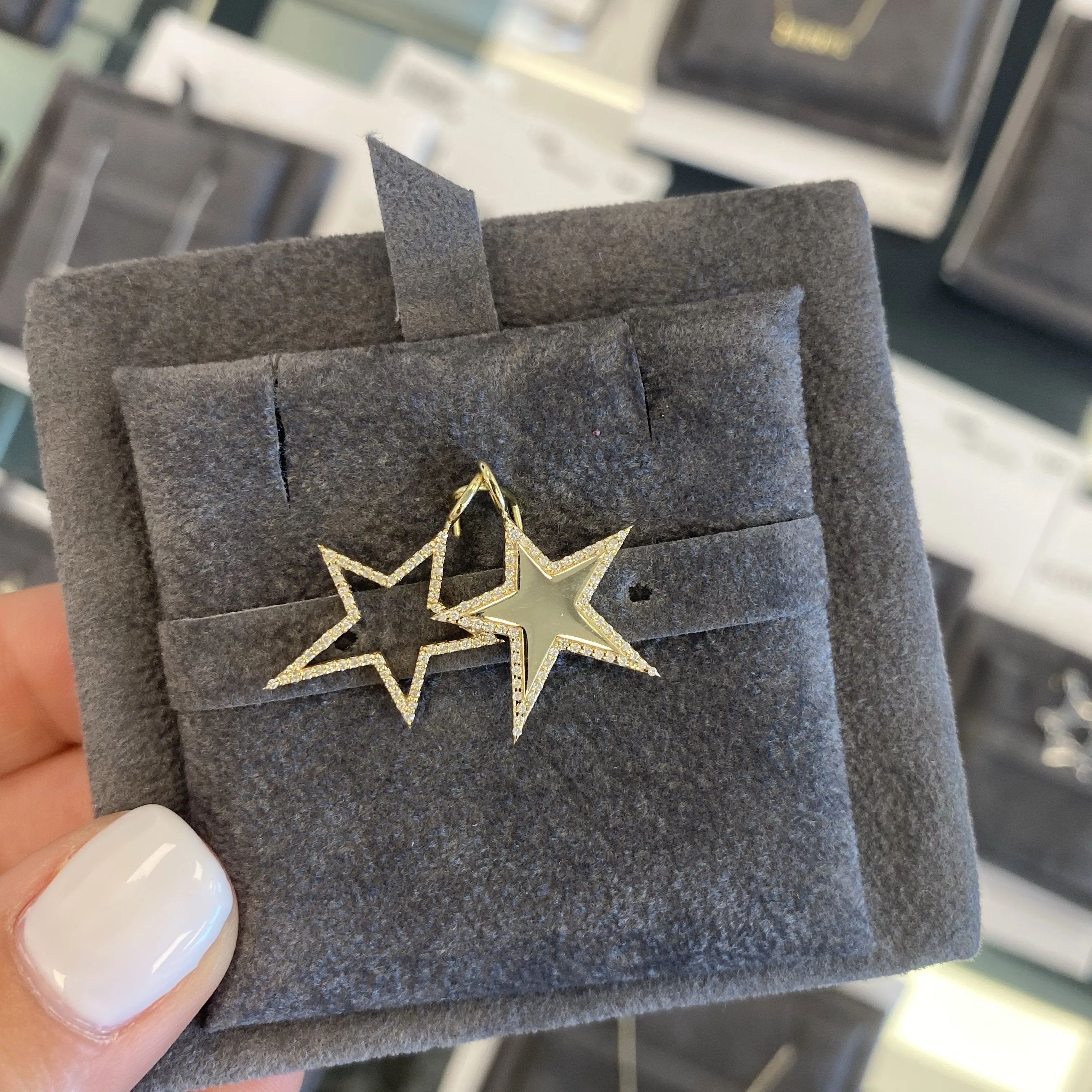 Small Pave Open Star Charm