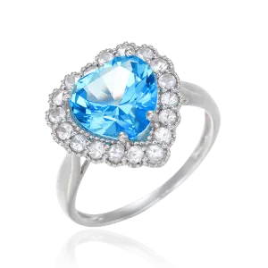 Sparkling Heart Passion Topaz Ring with Halo