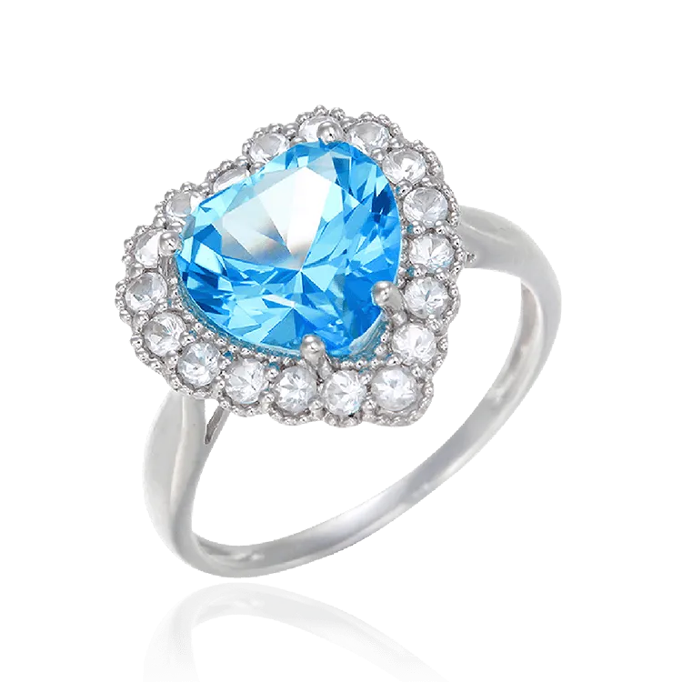 Sparkling Heart Passion Topaz Ring with Halo