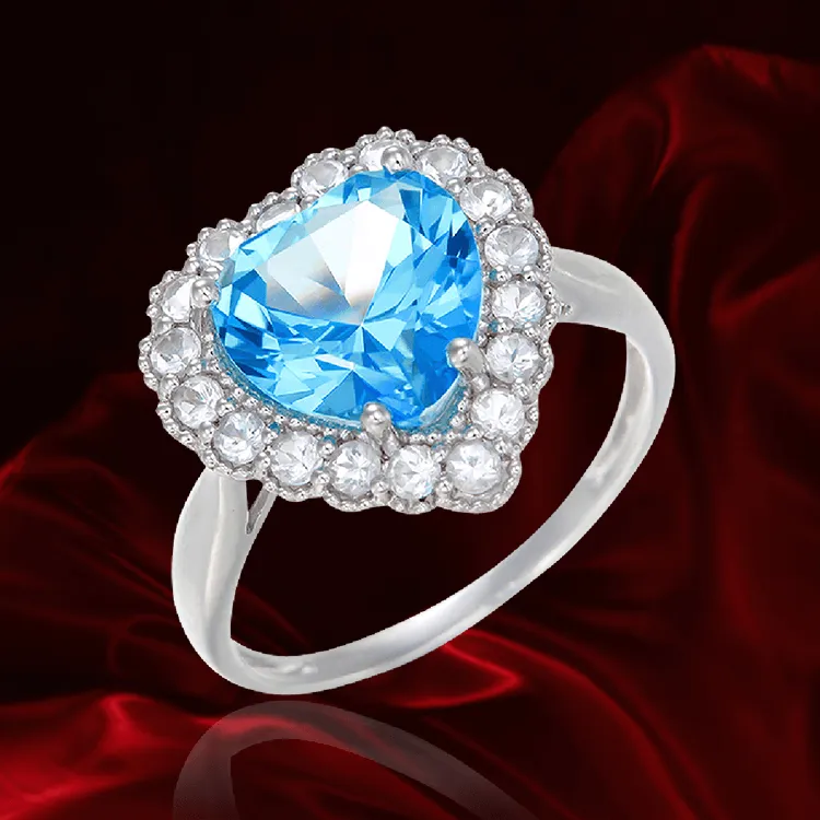 Sparkling Heart Passion Topaz Ring with Halo