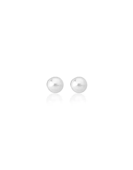 Sterling Silver Gold Plated Stud Earrings for Women with Organic Pearl, 5mm Round White Pearl, Lyra Collection