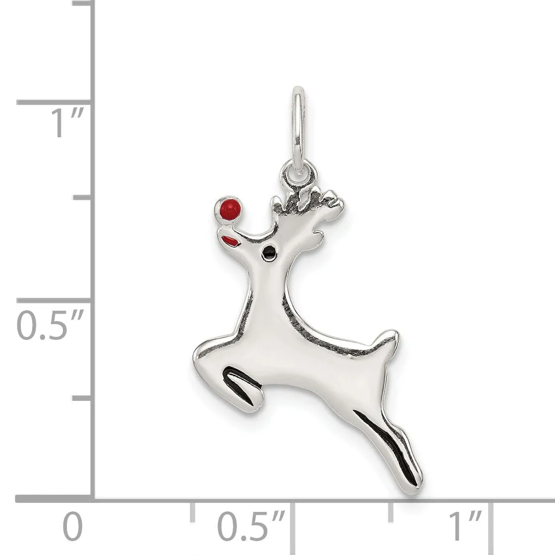 Sterling Silver Polish Enamel Reindeer Pendant