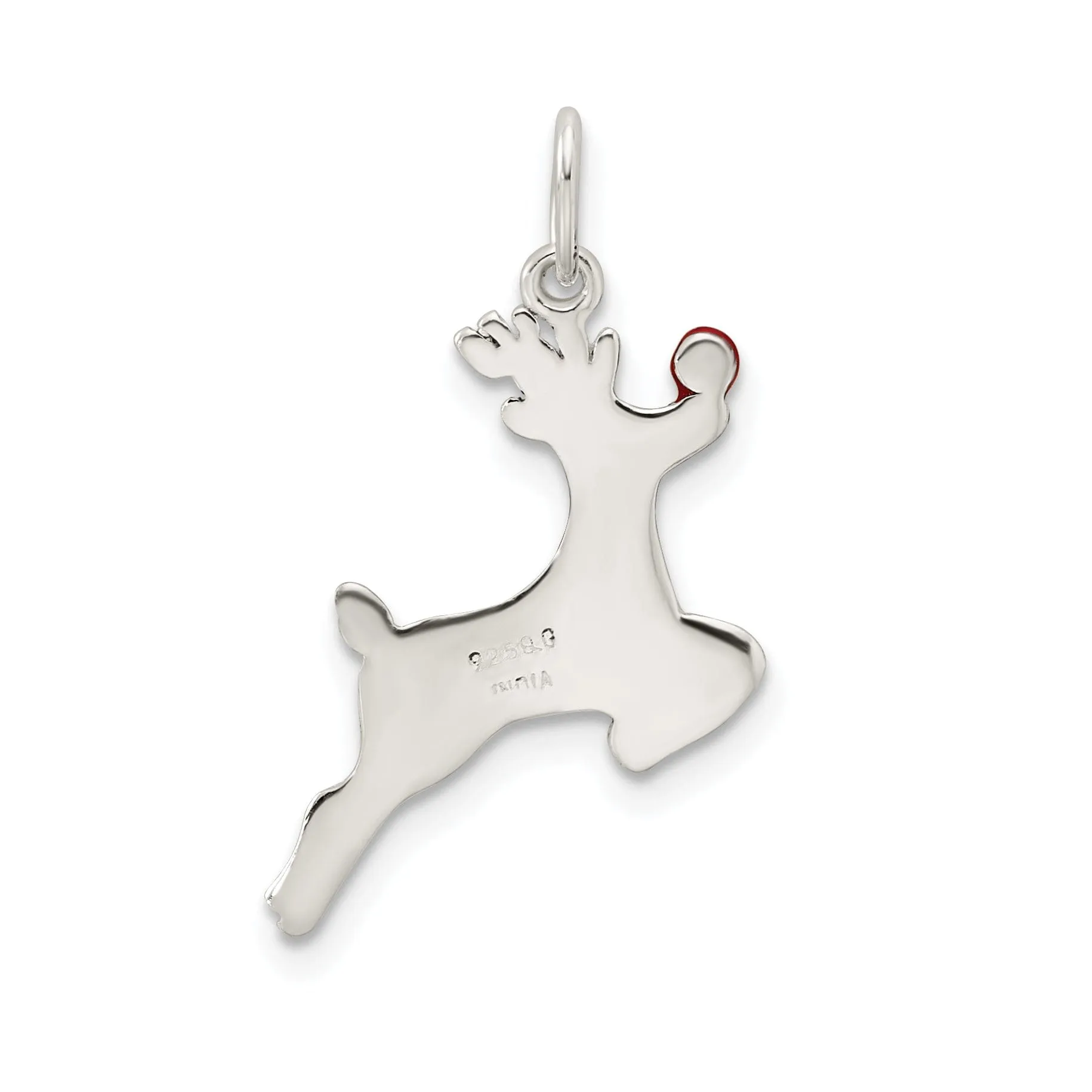 Sterling Silver Polish Enamel Reindeer Pendant