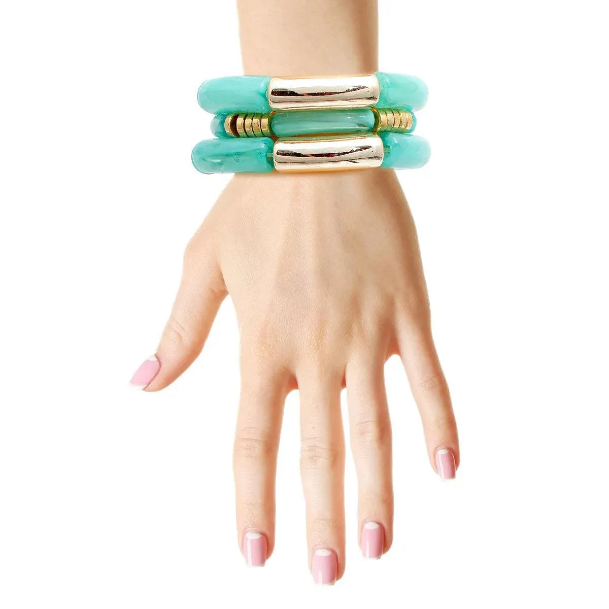 Stylish Turquoise Tube Beaded Stretch Bracelets - Upgrade Your Look Today!